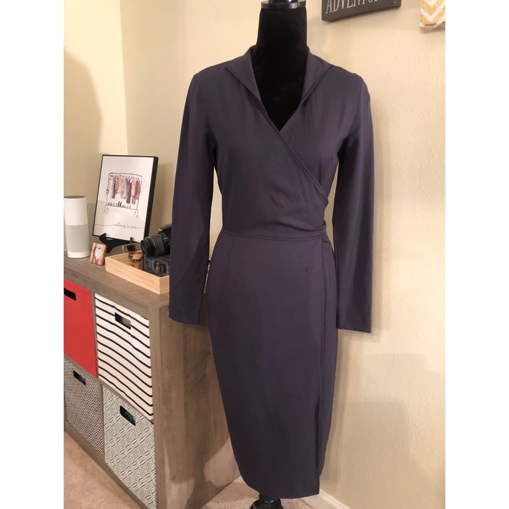 Lafayette 148 New York Wool Blend Wrap Dress sz 2